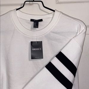 White & black stripe crop sweater